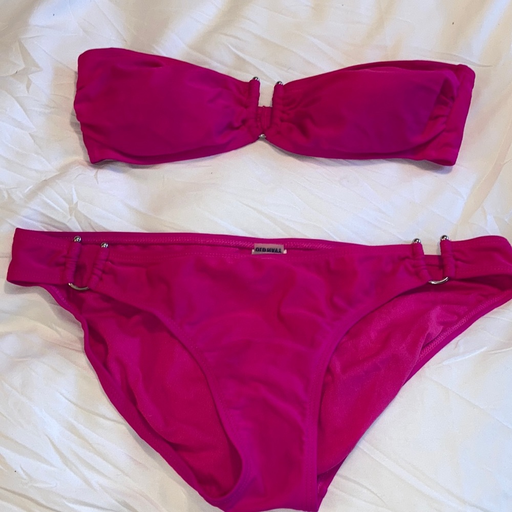Old Navy hot pink strapless bikini